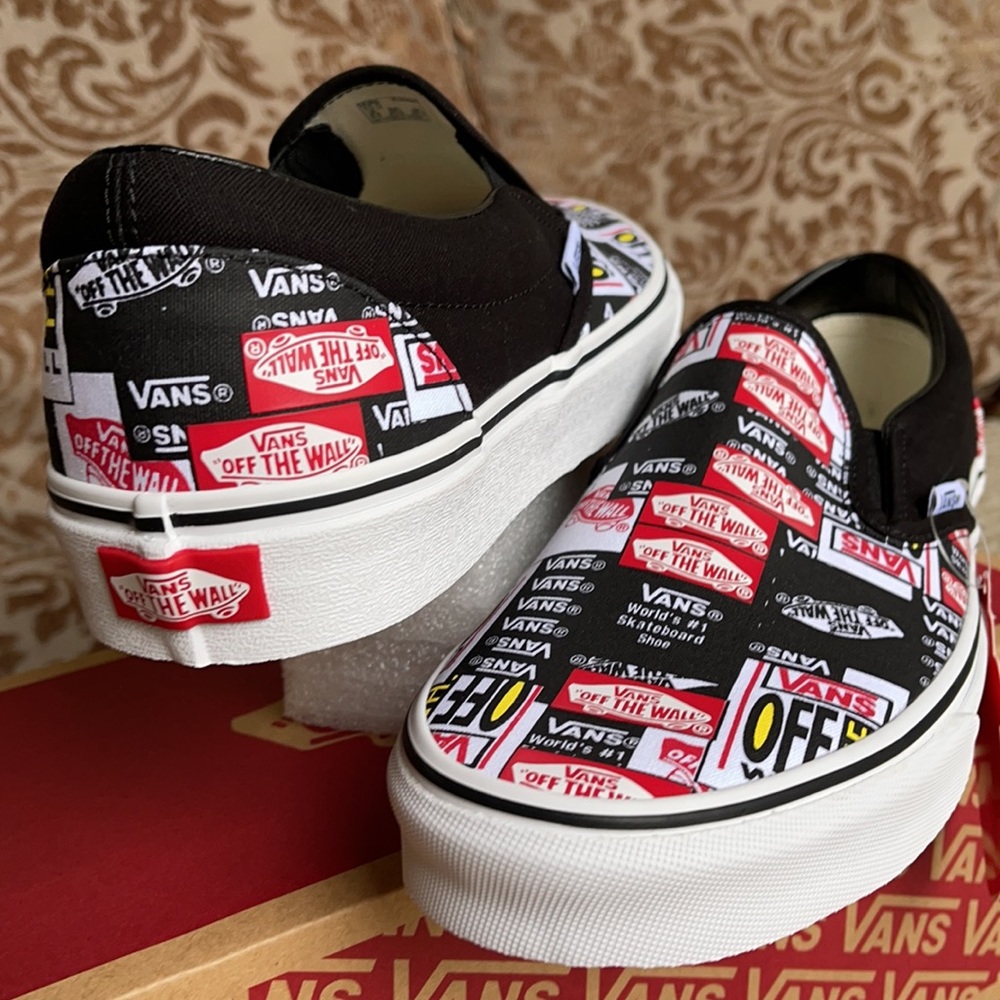 Vans Classic Slip On Label Mix Black/True White WM - Picture 2 of 16